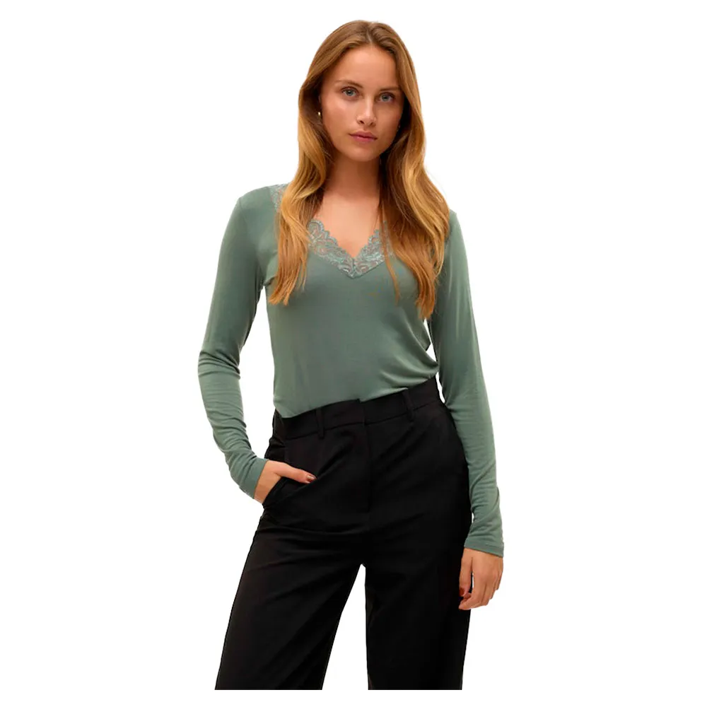 Футболка Vero Moda Rosa Long Sleeve V Neck, зеленый 
Футболка Vero Moda Rosa Long Sleeve V Neck, зеленый