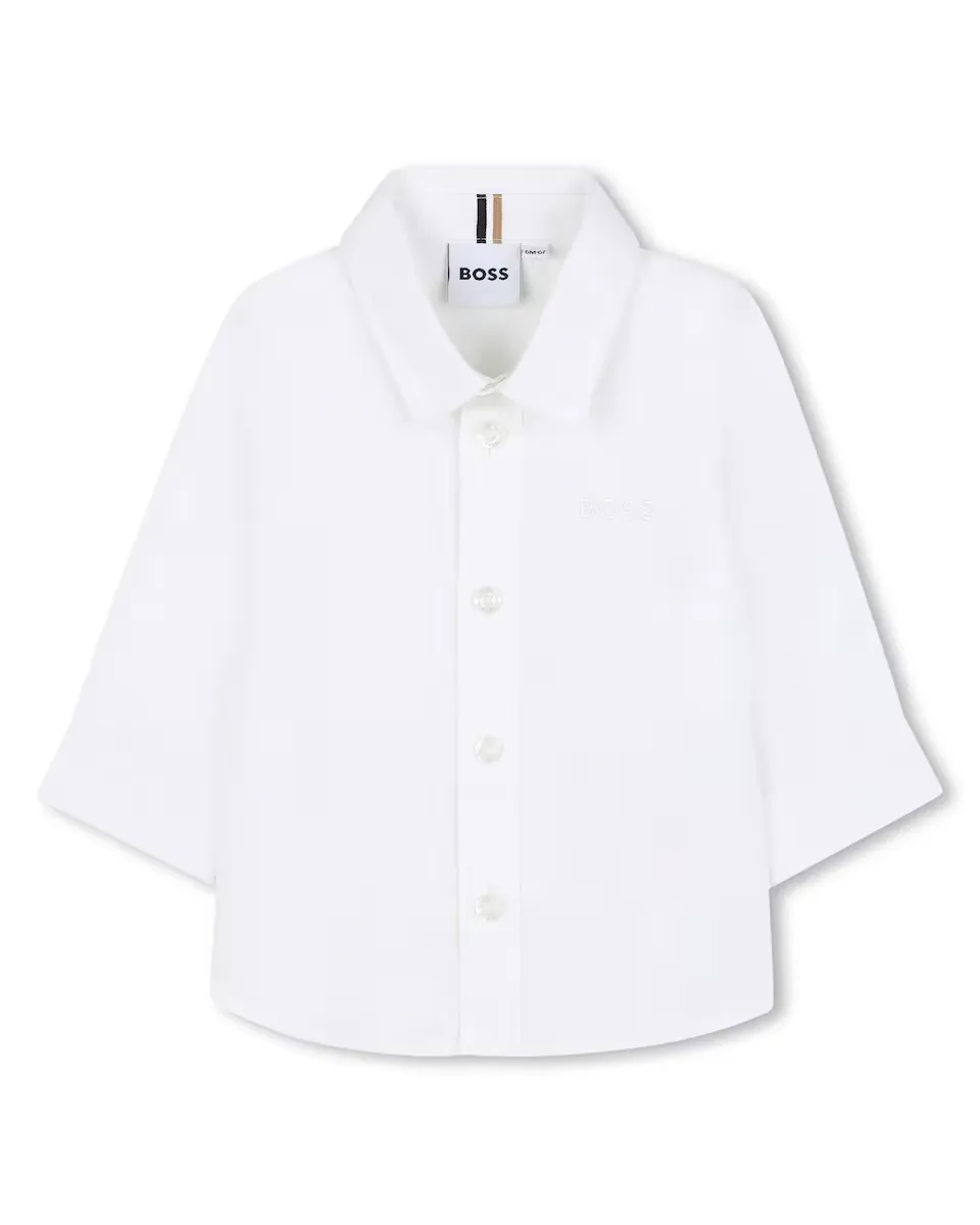 Рубашка для мальчика с длинным рукавом 100% хлопок BOSS Kidswear, белый 
Рубашка для мальчика с длинным рукавом 100% хлопок BOSS Kidswear, белый