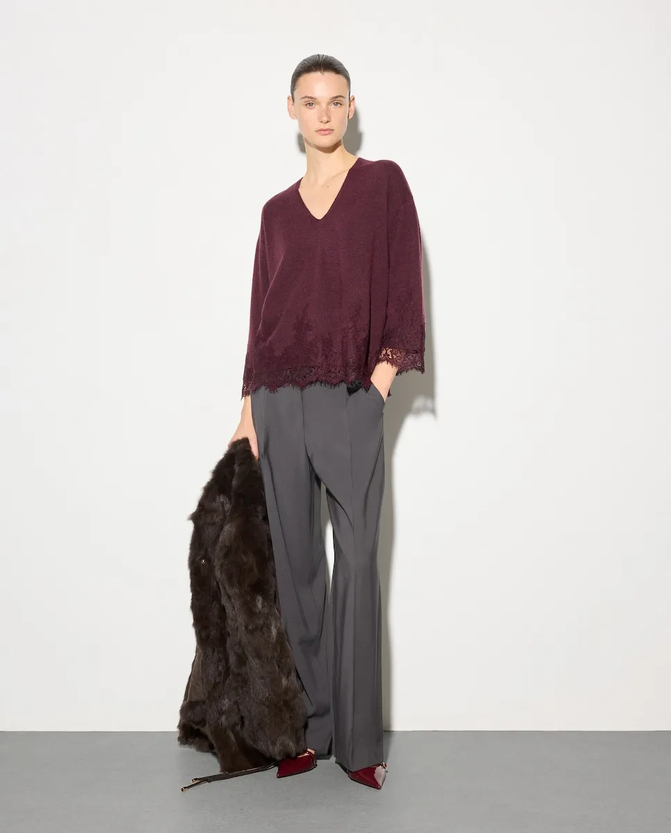 Женский джемпер с кружевом Woman El Corte Inglés, баклажановый
Женский джемпер с кружевом Woman El Corte Inglés, баклажановый