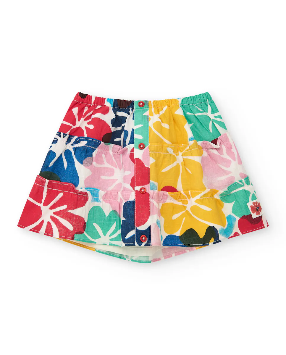 Юбка для девочки с цветочным принтом и пуговицами Tuc tuc, многоцветный 
Юбка для девочки с цветочным принтом и пуговицами Tuc tuc, многоцветный