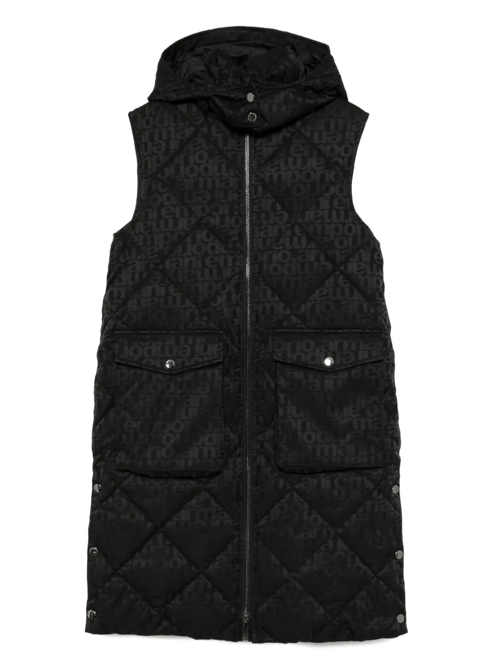 Стеганый пуховик с жаккардовым логотипом Emporio Armani Kids, черный
Стеганый пуховик с жаккардовым логотипом Emporio Armani Kids, черный