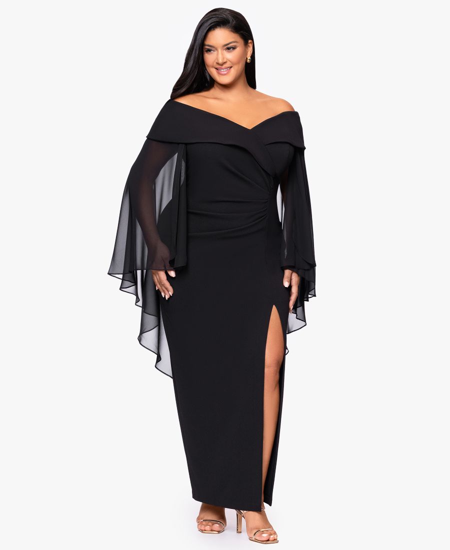 Длинное платье-накидка из ткани дайвинг больших размеров XSCAPE, Black
Длинное платье-накидка из ткани дайвинг больших размеров XSCAPE, Black