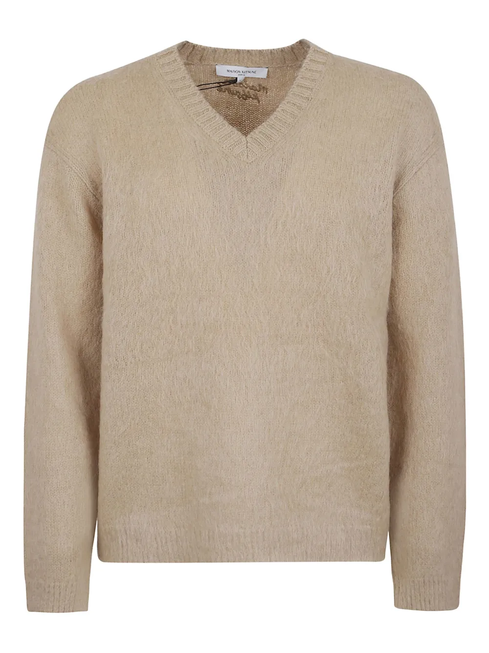 Шерстяной свитер с V-образным вырезом Maison Kitsuné, бежевый
Шерстяной свитер с V-образным вырезом Maison Kitsuné, бежевый
