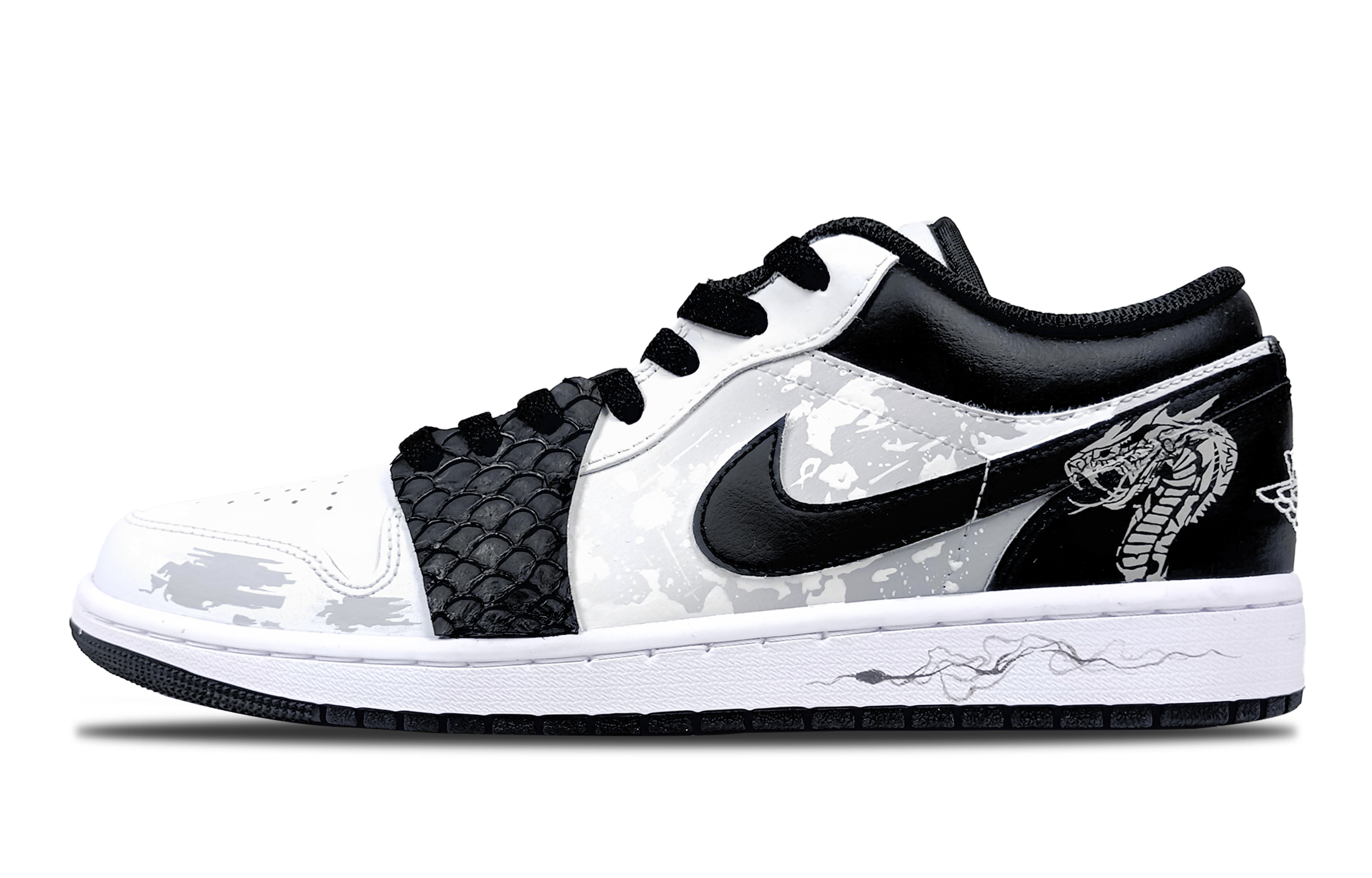 Jordan Баскетбольные кроссовки Air 1 Snake Warrior с низким верхом и антискользящей подошвой, мужские, черные
Jordan Баскетбольные кроссовки Air 1 Snake Warrior с низким верхом и антискользящей подошвой, мужские, черные