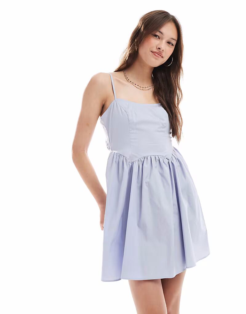 Мини-платье New Look из поплина на бретельках синего цвета
Мини-платье New Look из поплина на бретельках синего цвета