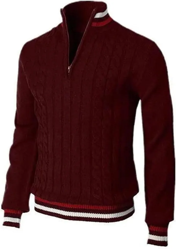 Мужской вязаный свитер с высоким воротником
Мужской вязаный свитер с высоким воротником