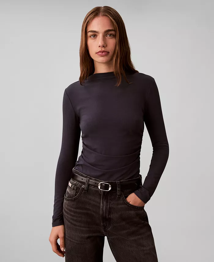 Женский облегающий топ с длинными рукавами и высоким воротником Calvin Klein, черный
Женский облегающий топ с длинными рукавами и высоким воротником Calvin Klein, черный