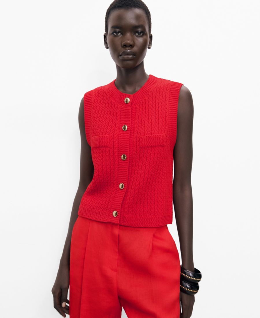 Женский жилет крупной вязки на пуговицах MANGO, Red
Женский жилет крупной вязки на пуговицах MANGO, Red