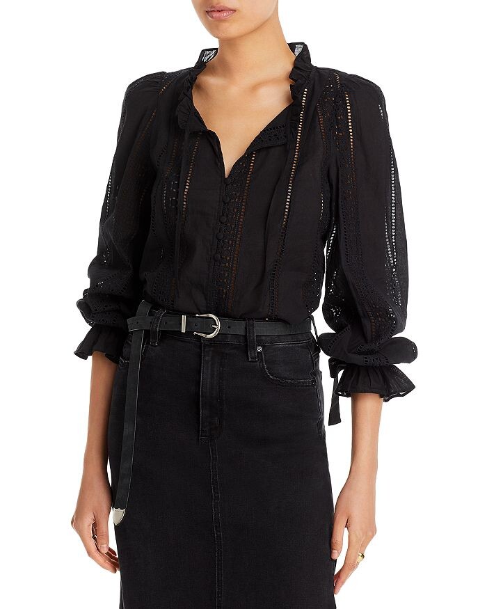 Блуза с хлопковой кружевной вставкой AQUA, черный
Блуза с хлопковой кружевной вставкой AQUA, черный