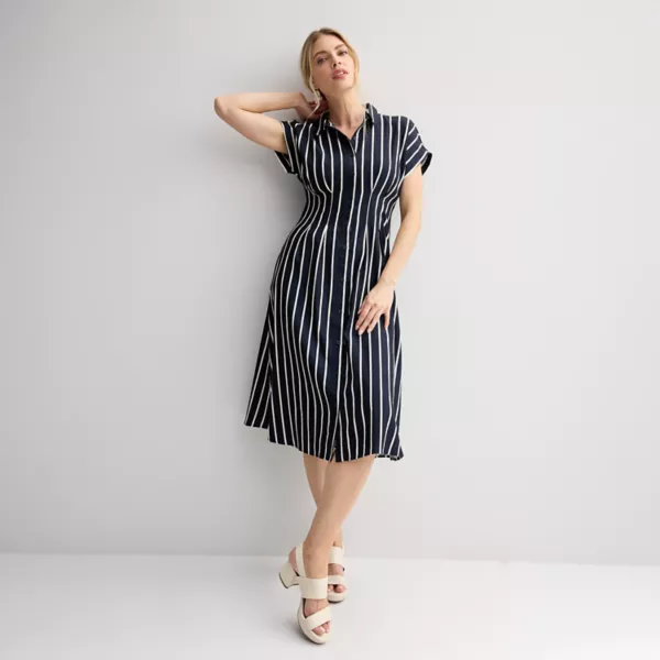Женское платье-рубашка миди с завышенной талией Nine West, цвет navy marina stripe
Женское платье-рубашка миди с завышенной талией Nine West, цвет navy marina stripe