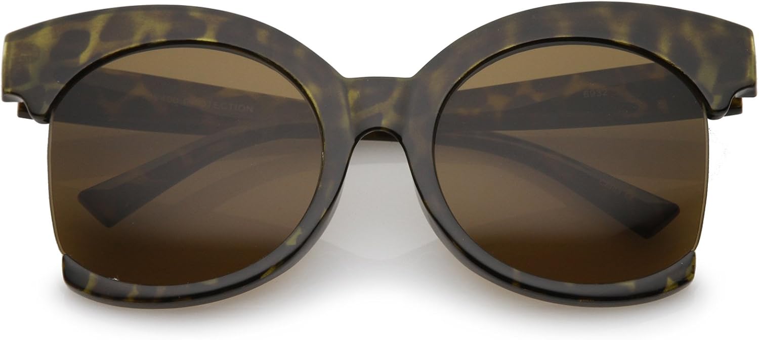 zeroUV - Женские солнцезащитные очки большого размера в полуободковой оправе, с линзами нейтрального цвета, в форме «кошачьих глаз», диаметр линз 59 мм, Tortoise / Brown
zeroUV - Женские солнцезащитные очки большого размера в полуободковой оправе, с линзами нейтрального цвета, в форме «кошачьих глаз», диаметр линз 59 мм, Tortoise / Brown