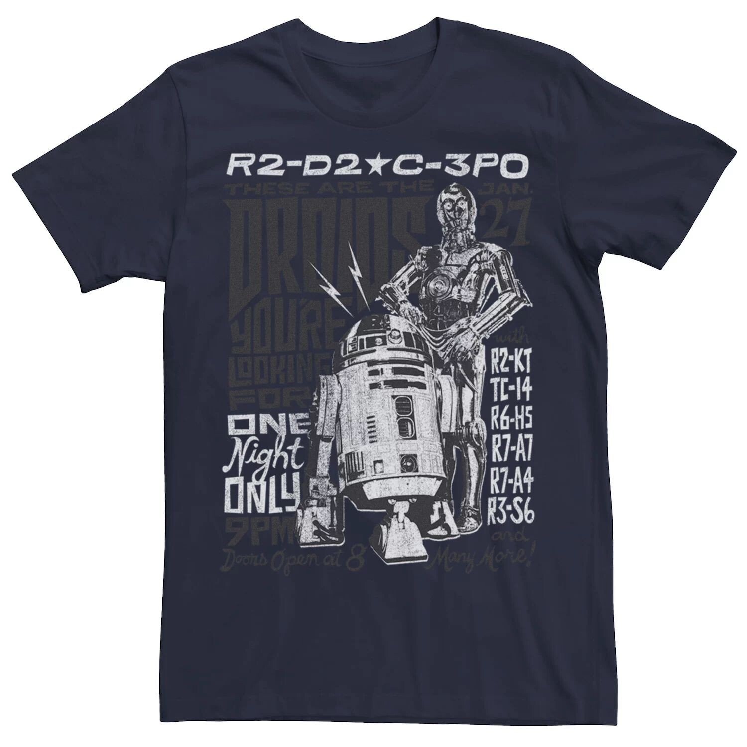 Мужская футболка Star Wars R2-D2 и C-3PO «Дроиды, вы которые ищете» Licensed Character, синий
Мужская футболка Star Wars R2-D2 и C-3PO «Дроиды, вы которые ищете» Licensed Character, синий