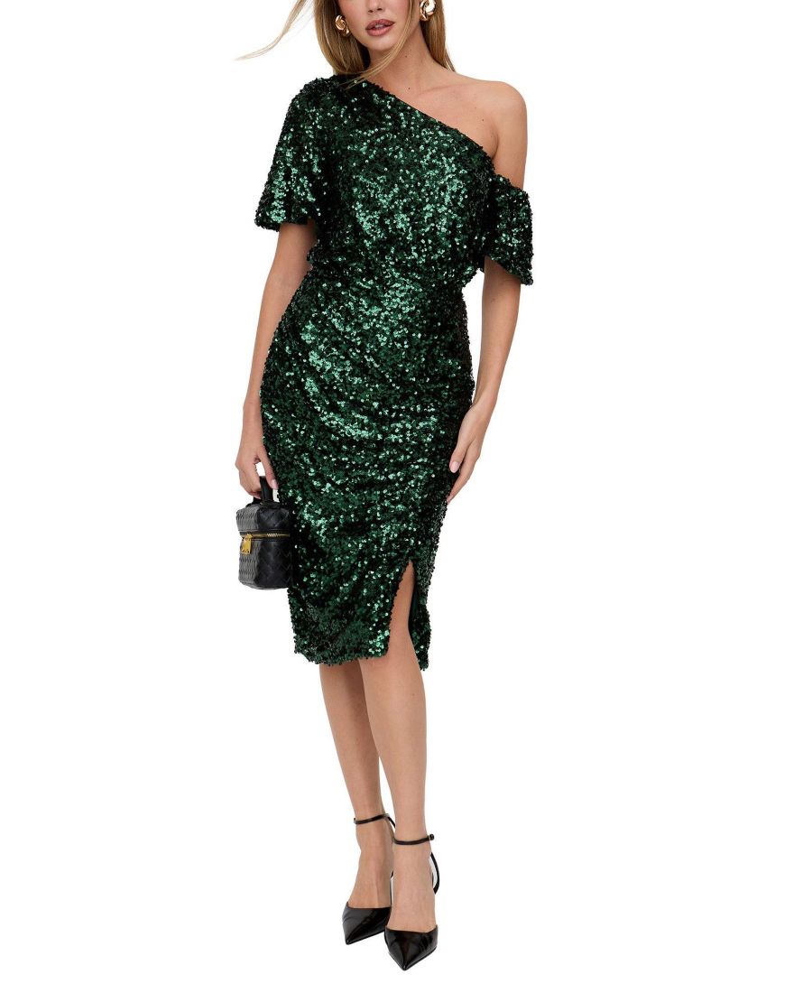 Женское асимметричное платье-миди Nola с открытыми плечами и пайетками Lily and Lionel London, Green
Женское асимметричное платье-миди Nola с открытыми плечами и пайетками Lily and Lionel London, Green