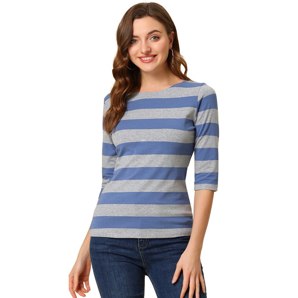 Женские повседневные футболки с рукавами до локтя, облегающие топы с вырезом лодочкой ALLEGRA K, цвет Gray Blue
Женские повседневные футболки с рукавами до локтя, облегающие топы с вырезом лодочкой ALLEGRA K, цвет Gray Blue