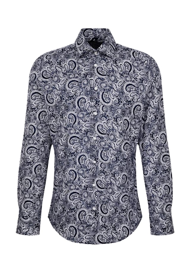 Рубашка делового покроя с длинным рукавом и воротником-стойкой Seidensticker, синий 
Рубашка делового покроя с длинным рукавом и воротником-стойкой Seidensticker, синий