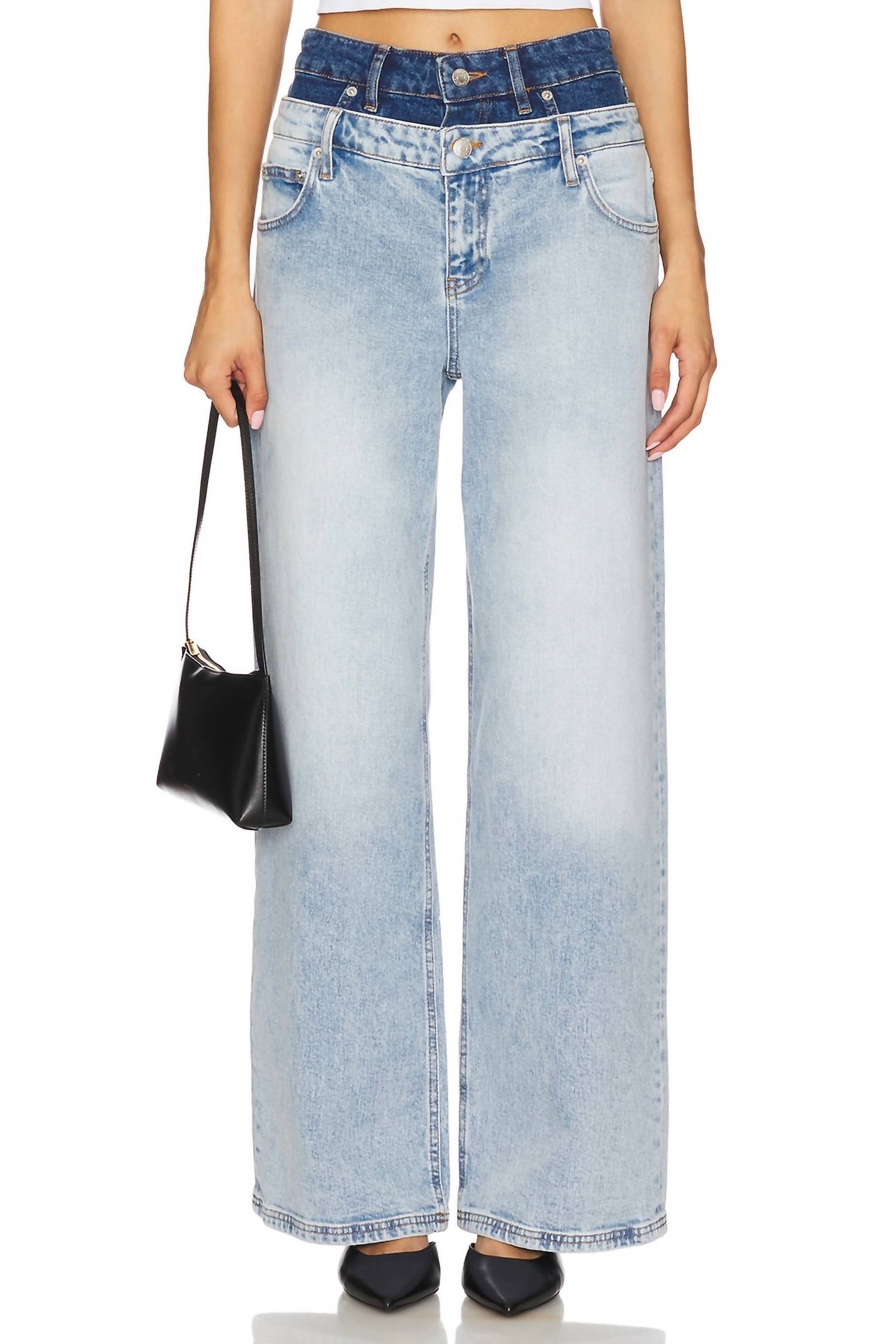 Кове Джинсы с двойным поясом в двухцветном исполнении Дель Мар JONATHAN SIMKHAI, Two Tone Del Mar 
Кове Джинсы с двойным поясом в двухцветном исполнении Дель Мар JONATHAN SIMKHAI, Two Tone Del Mar