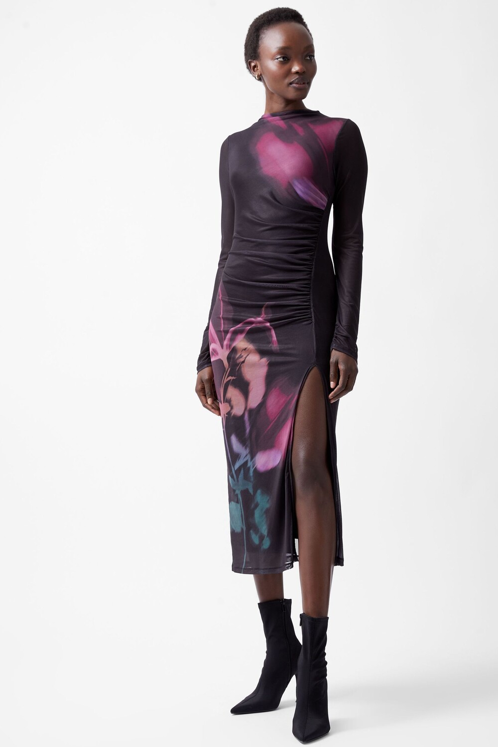 Дымчатое размещение цветочное платье French Connection, черный