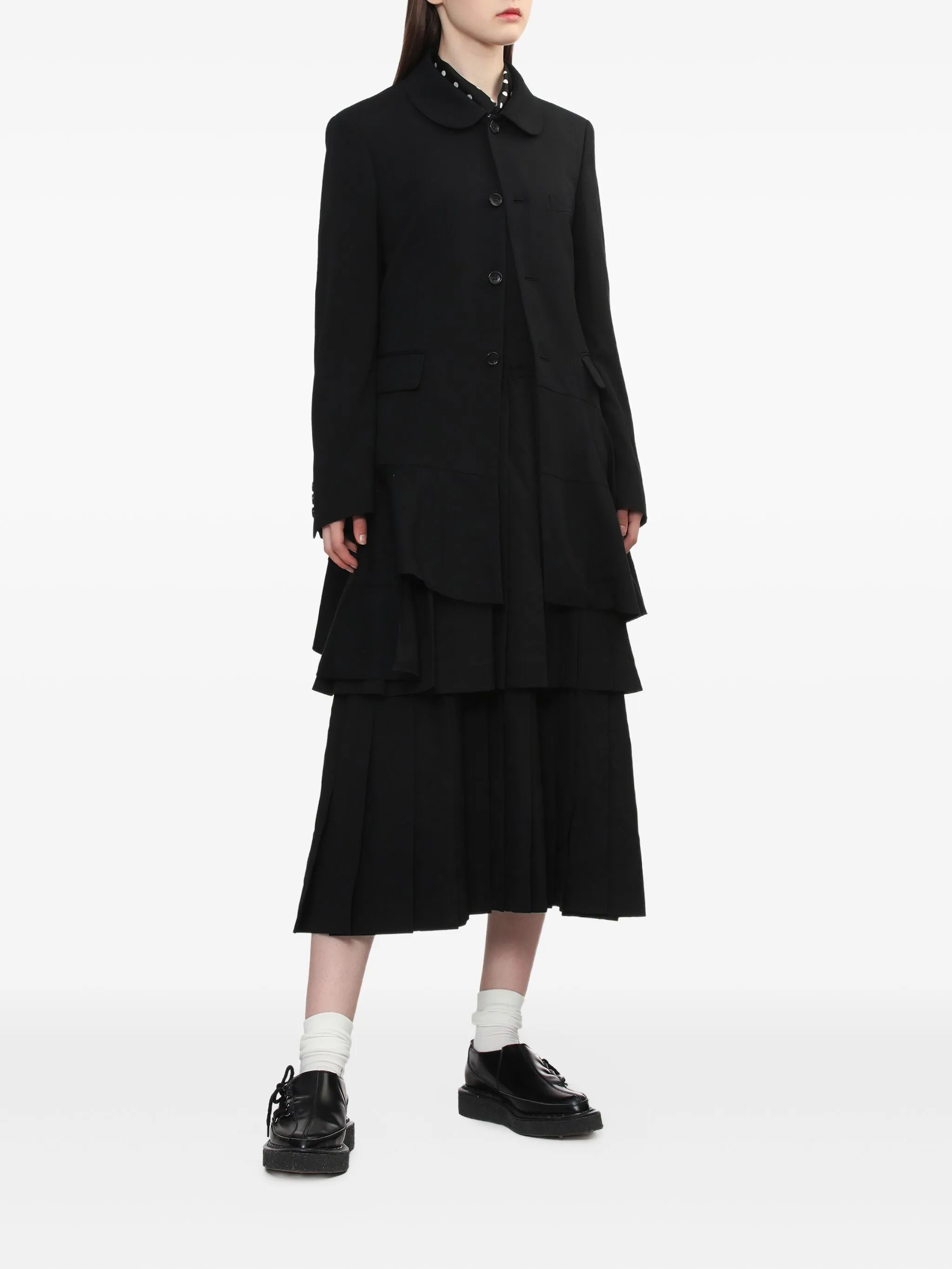 Пальто с баской на подоле Black Comme Des Garçons, черный
Пальто с баской на подоле Black Comme Des Garçons, черный