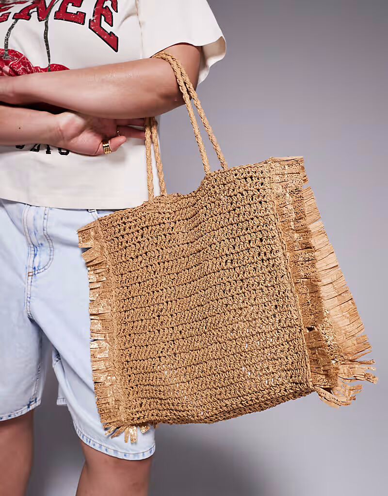 Пляжная сумка через плечо South Beach с потертыми краями бежевого цвета
Пляжная сумка через плечо South Beach с потертыми краями бежевого цвета