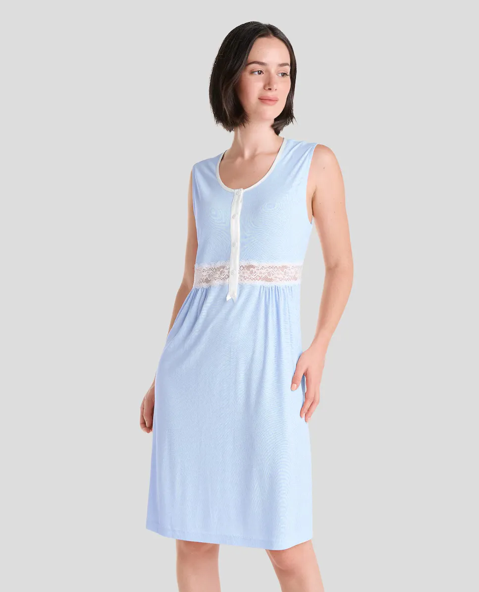 Женская ночная рубашка без рукавов в рубчик Lohe, светло-голубой
Женская ночная рубашка без рукавов в рубчик Lohe, светло-голубой