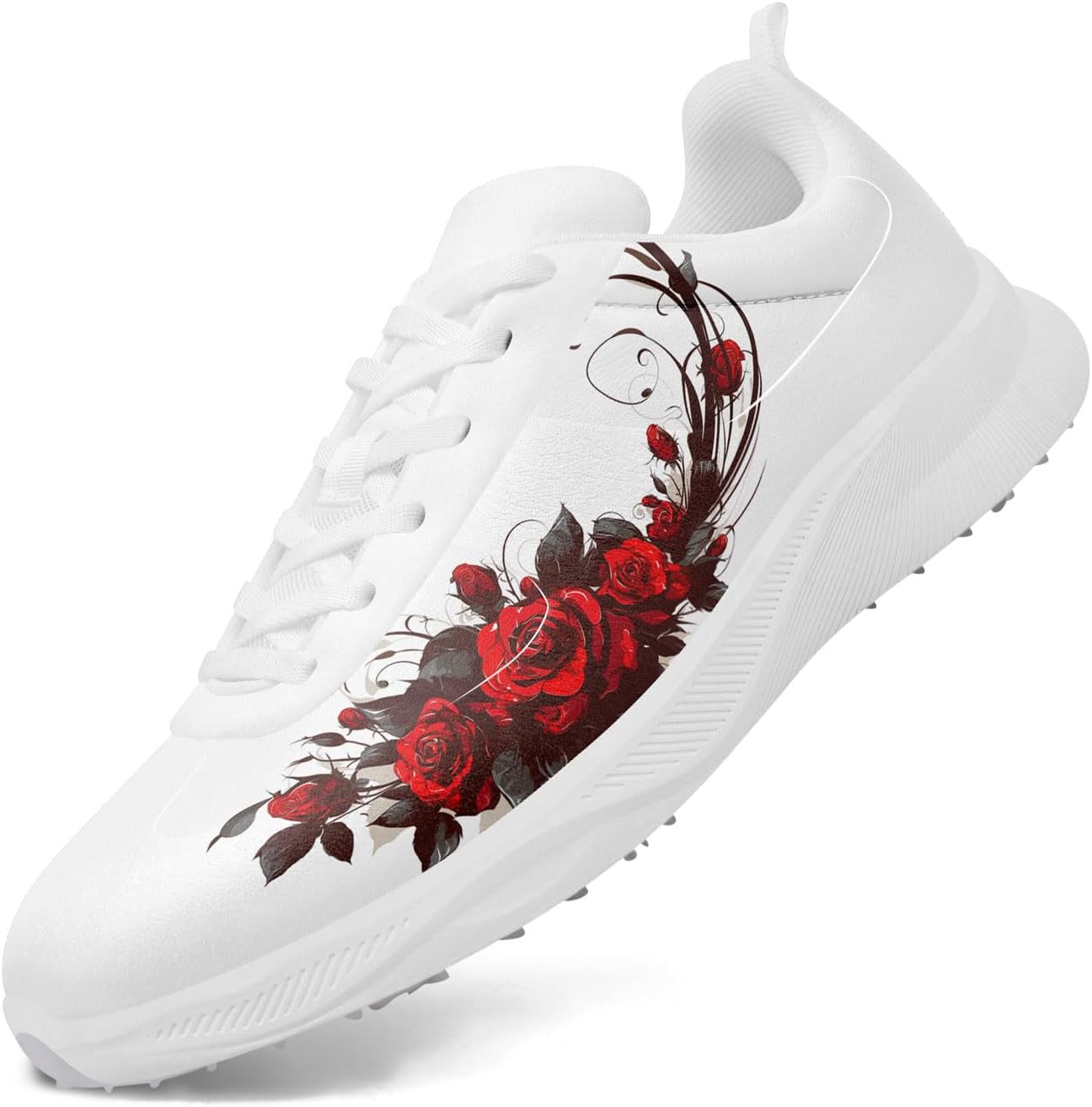 Гольф-туфли без шипов для мужчин и женщин - с цветочным принтом, дышащие, водонепроницаемые, легкие кроссовки для гольфа и повседневной носки Coolcustomize, белый/красный
Гольф-туфли без шипов для мужчин и женщин - с цветочным принтом, дышащие, водонепроницаемые, легкие кроссовки для гольфа и повседневной носки Coolcustomize, белый/красный