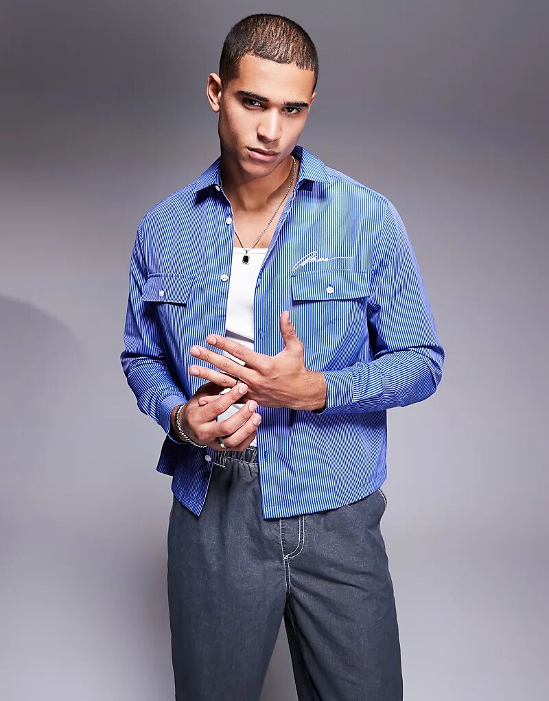 Свободная рубашка в полоску свободного кроя с вышивкой на груди синего цвета ASOS DESIGN
Свободная рубашка в полоску свободного кроя с вышивкой на груди синего цвета ASOS DESIGN