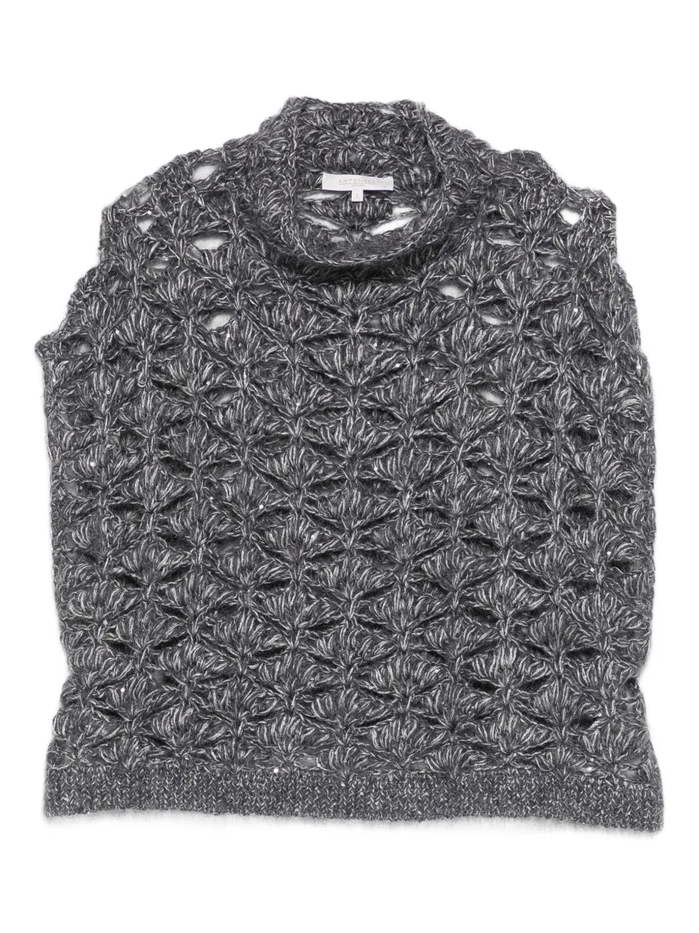 Вязаный топ с ажурной вязкой и воротником-гольф Antonelli, серый
Вязаный топ с ажурной вязкой и воротником-гольф Antonelli, серый