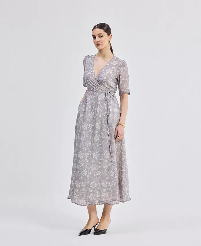 Платье макси с запахом и цветочным принтом в цвете Vintage Vines Reistor, серый
Платье макси с запахом и цветочным принтом в цвете Vintage Vines Reistor, серый