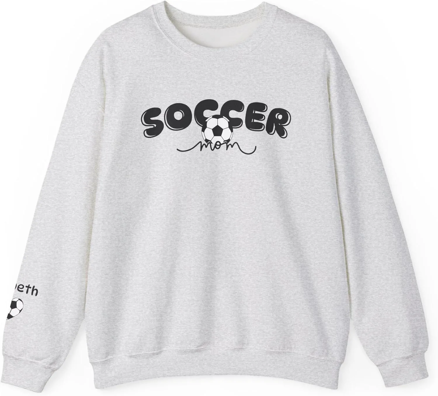 Свитшот Soccer Mom с именем на рукаве, уютный осенний подарок для спорта
Свитшот Soccer Mom с именем на рукаве, уютный осенний подарок для спорта