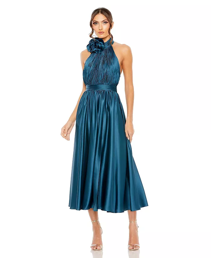 Женское плиссированное платье миди с высоким воротом и без рукавов из шифона Mac Duggal, синий
Женское плиссированное платье миди с высоким воротом и без рукавов из шифона Mac Duggal, синий