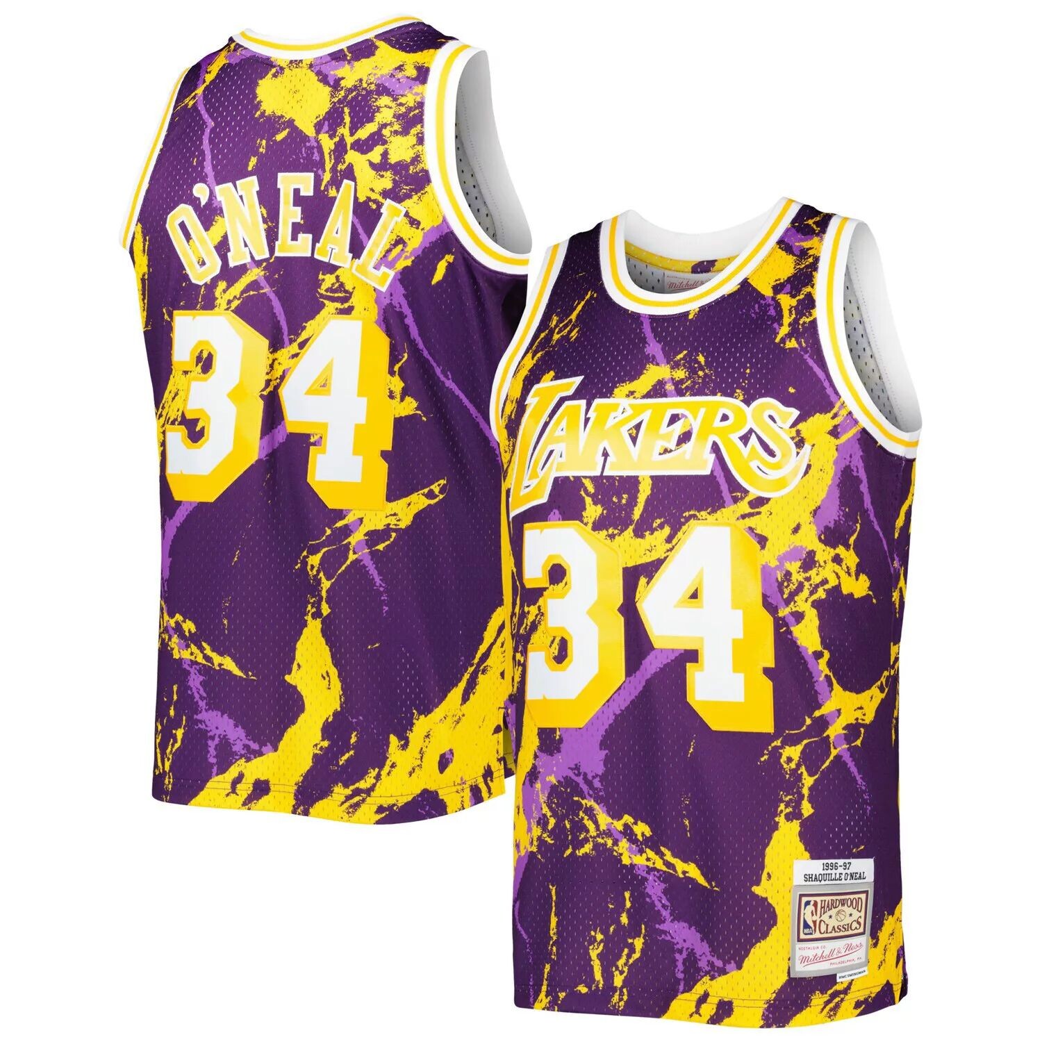 Мужская майка Mitchell & Ness Shaquille O'Neal Purple Los Angeles Lakers 1996-97 Hardwood Classics Marble Swingman
Мужская майка Mitchell & Ness Shaquille O'Neal Purple Los Angeles Lakers 1996-97 Hardwood Classics Marble Swingman