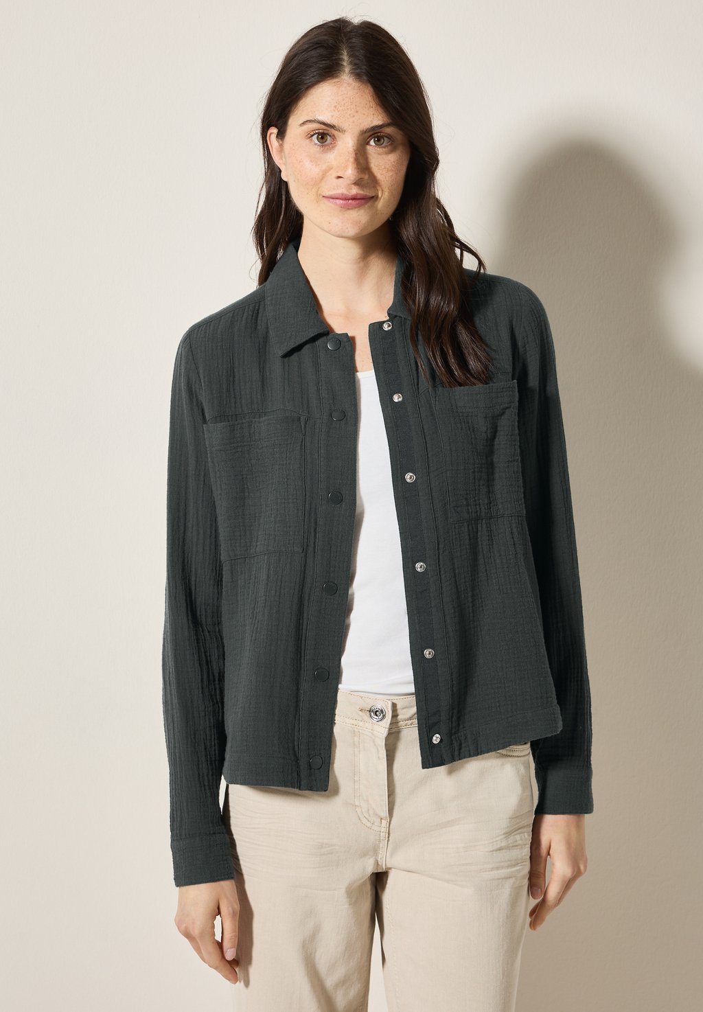 Блузка на пуговицах Cecil, темно-зеленый
Блузка на пуговицах Cecil, темно-зеленый