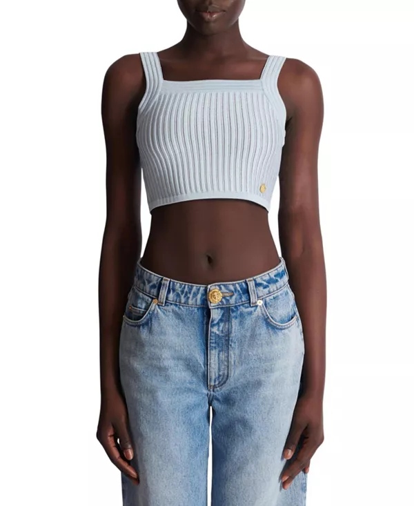 Вязаный топ с текстурной текстурой Balmain, синий
Вязаный топ с текстурной текстурой Balmain, синий