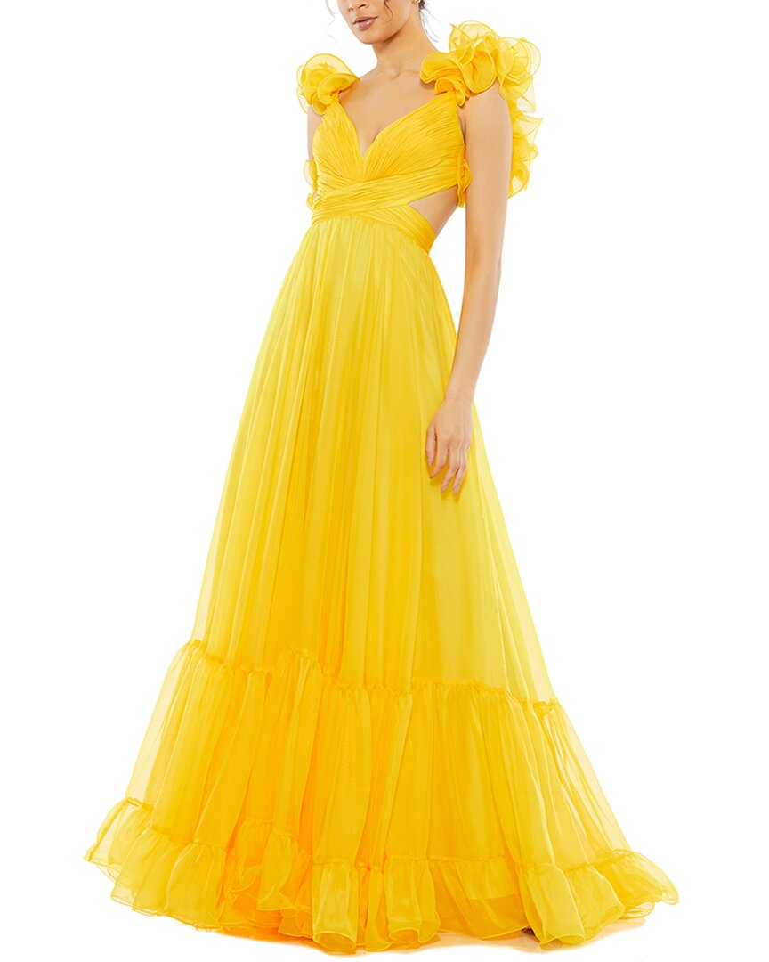 Mac Duggal Платье-трапеция из шифона с ярусными рюшами, желтый
Mac Duggal Платье-трапеция из шифона с ярусными рюшами, желтый