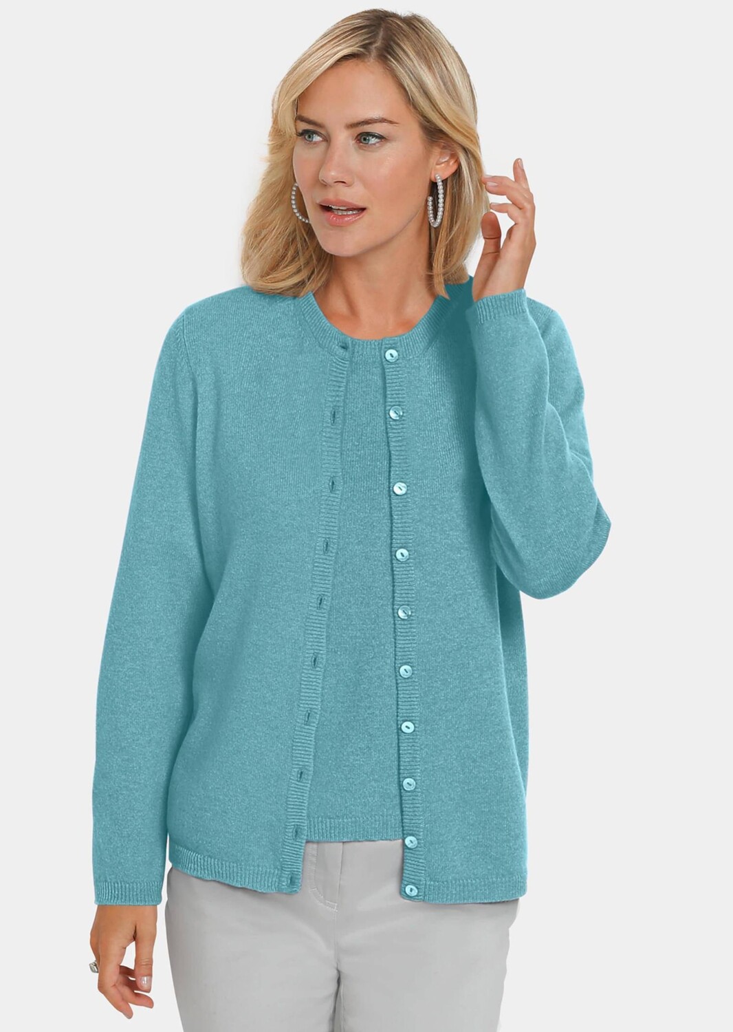 Кардиган GOLDNER Kaschmirstrickjacke mit Rundhalsausschnitt, аква
Кардиган GOLDNER Kaschmirstrickjacke mit Rundhalsausschnitt, аква