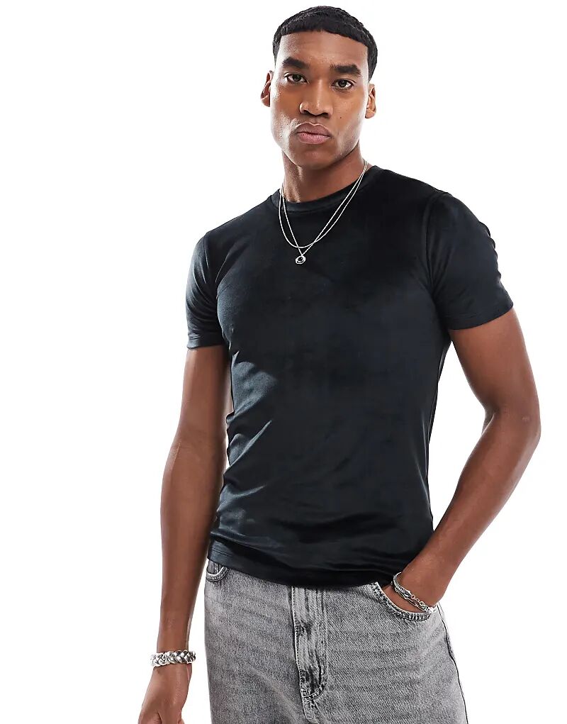 Футболка muscle fit из черного велюра ASOS DESIGN
Футболка muscle fit из черного велюра ASOS DESIGN