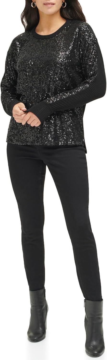 Женский свитер Calvin Klein с круглым вырезом и длинными рукавами, отделанный пайетками спереди, Black
Женский свитер Calvin Klein с круглым вырезом и длинными рукавами, отделанный пайетками спереди, Black