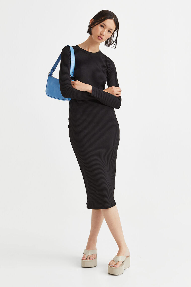 Облегающее платье в рубчик H&M, черный
Облегающее платье в рубчик H&M, черный
