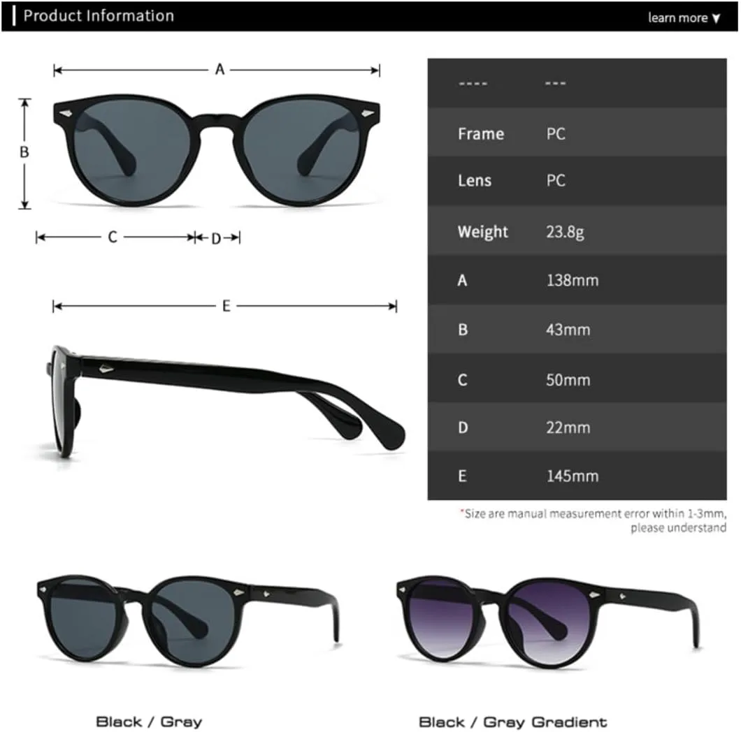Популярные овальные солнцезащитные очки для женщин и мужчин в винтажном стиле с заклепками, в стиле панк, с защитой от УФ-излучения UV400 UATXTAU, Grey Grey
Популярные овальные солнцезащитные очки для женщин и мужчин в винтажном стиле с заклепками, в стиле панк, с защитой от УФ-излучения UV400 UATXTAU, Grey Grey