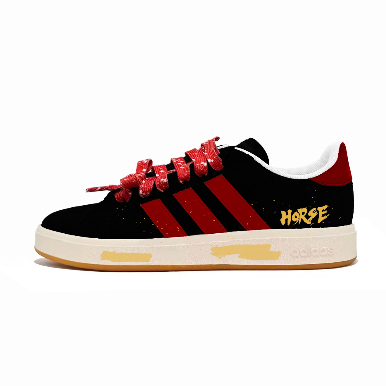 Adidas Grand Court Base 00s Wind Horse Chasing Stars Abrasion Resistant Low top Skateboard Shoes Unisex Black Red
Adidas Grand Court Base 00s Wind Horse Chasing Stars Abrasion Resistant Low top Skateboard Shoes Unisex Black Red