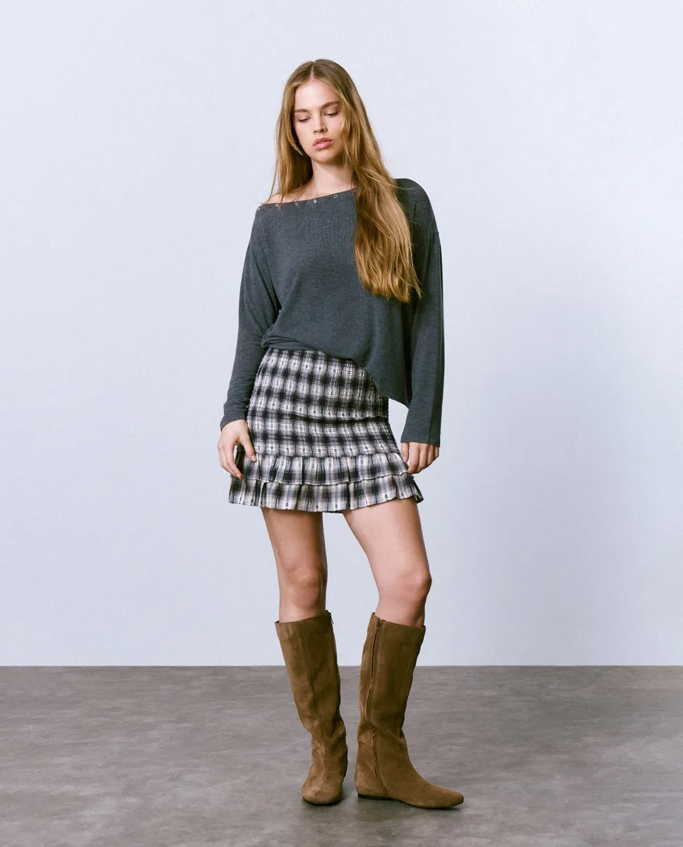 Короткая клетчатая юбка на резинке Brownie, синий
Короткая клетчатая юбка на резинке Brownie, синий