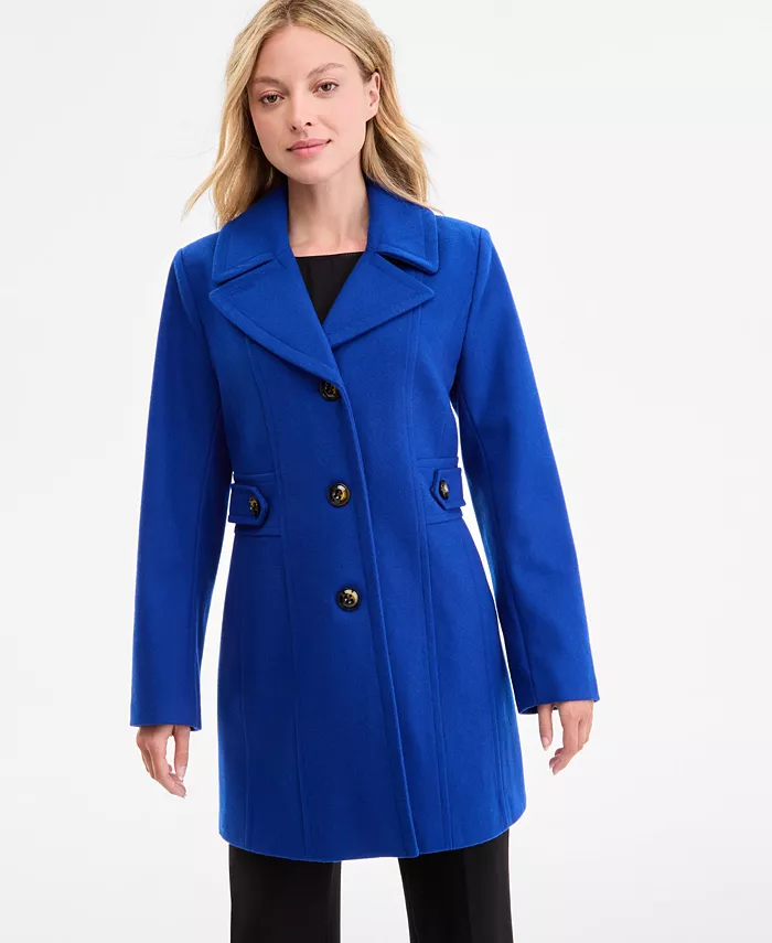 Женский однобортный бушлат с заостренным воротником Anne Klein, синий 
Женский однобортный бушлат с заостренным воротником Anne Klein, синий