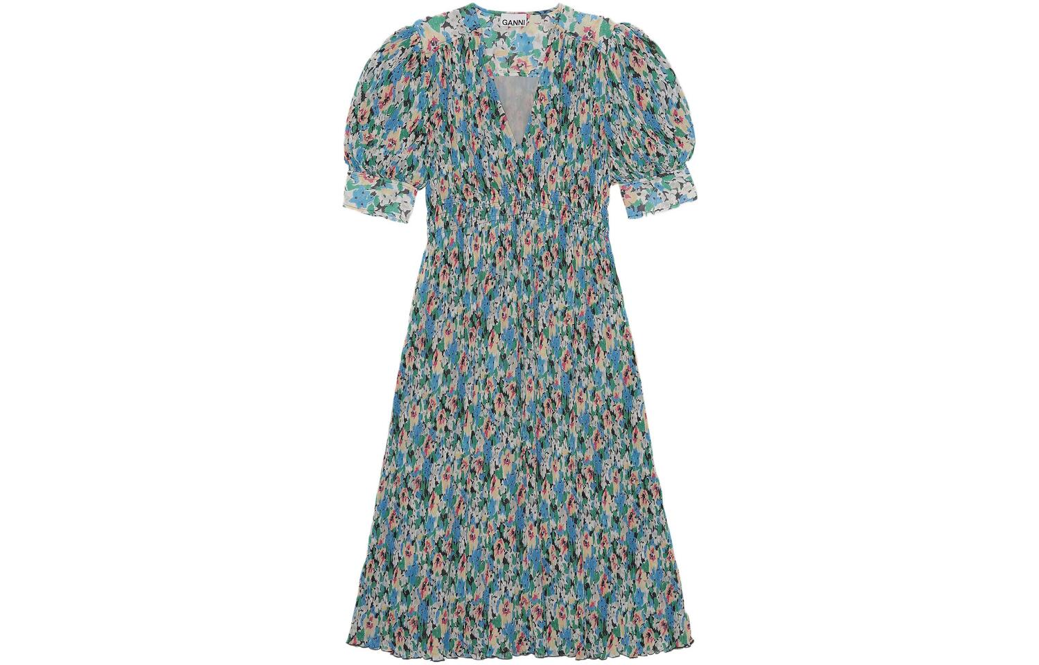 Цветочное платье миди с v-образным вырезом GANNI, синий
Цветочное платье миди с v-образным вырезом GANNI, синий