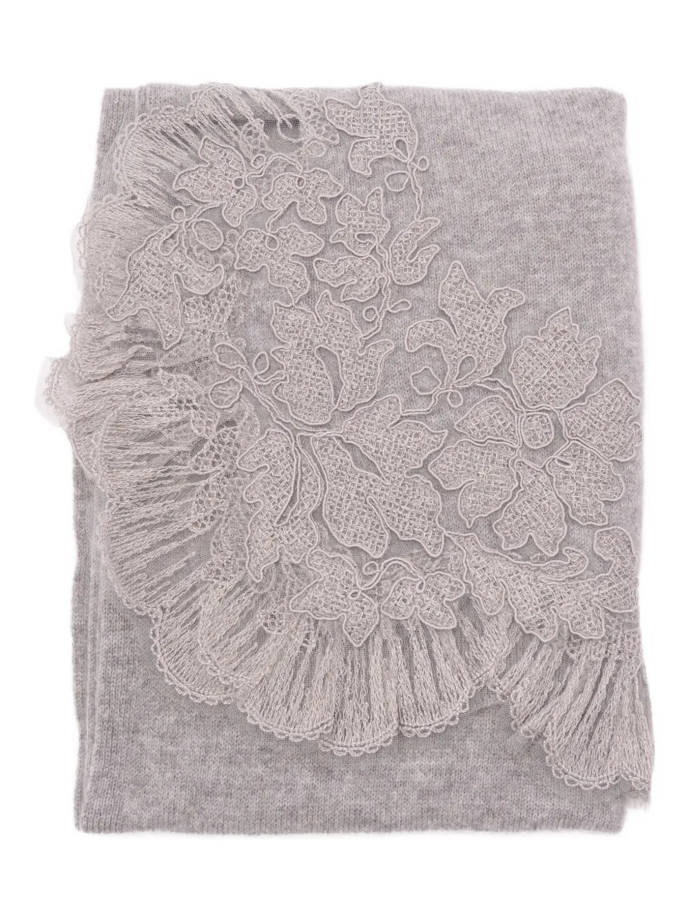 Кашемировый шарф с кружевом Ermanno Scervino, серый
Кашемировый шарф с кружевом Ermanno Scervino, серый