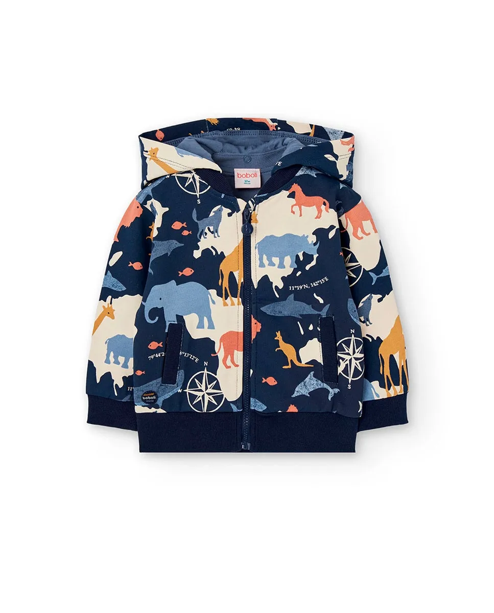 Детская толстовка со съемным капюшоном Boboli, темно-синий 
Детская толстовка со съемным капюшоном Boboli, темно-синий