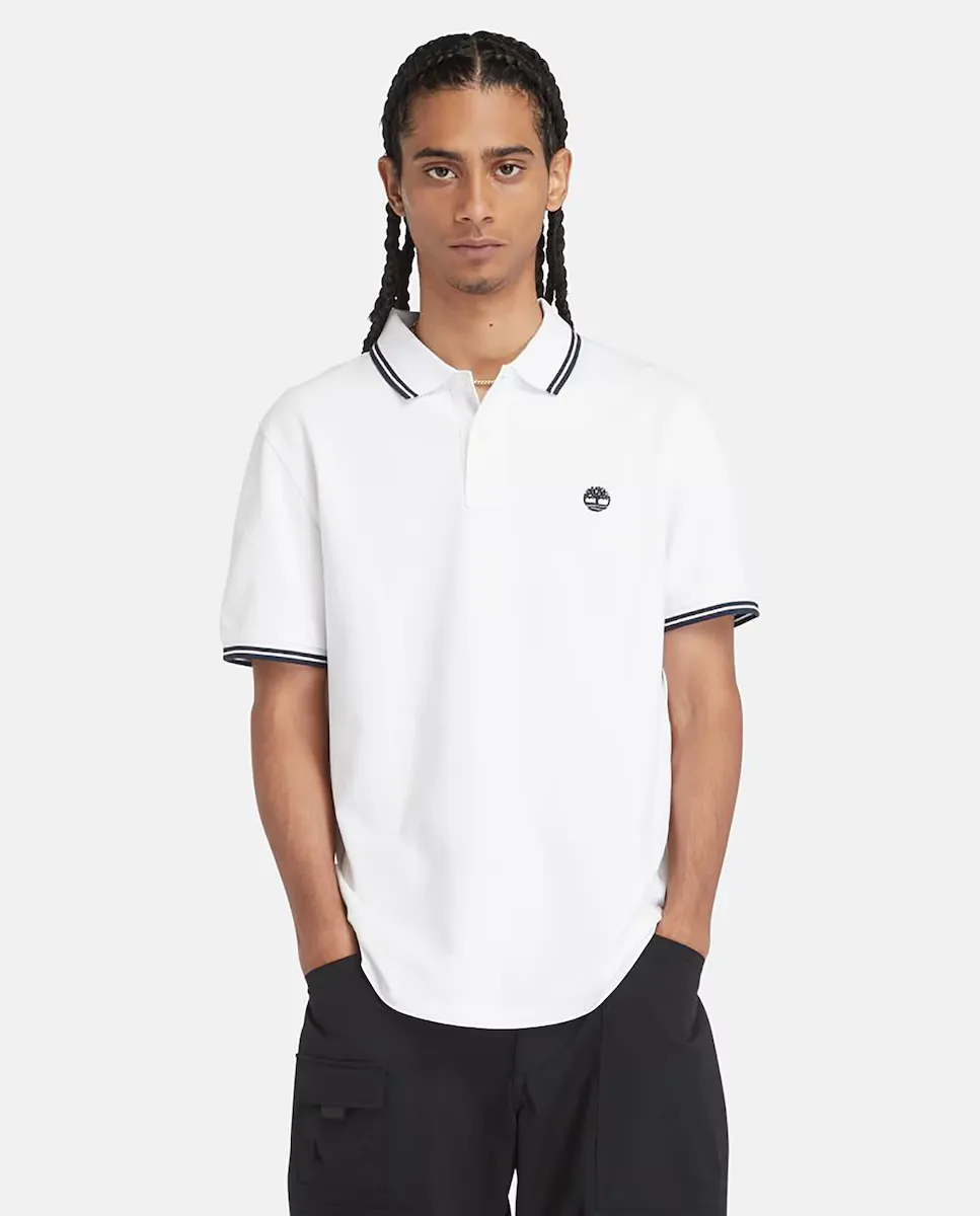 Мужская пике-рубашка с полосатыми манжетами и коротким рукавом Timberland, белый
Мужская пике-рубашка с полосатыми манжетами и коротким рукавом Timberland, белый