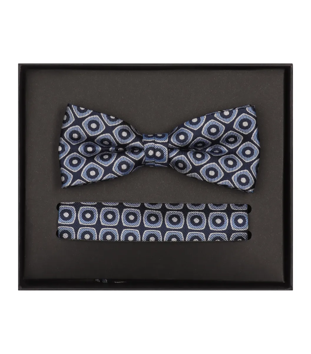Галстук-бабочка VENTI "Комплект из галстука-бабочки и нагрудного платка VENTI с рисунком", синий 
Галстук-бабочка VENTI "Комплект из галстука-бабочки и нагрудного платка VENTI с рисунком", синий