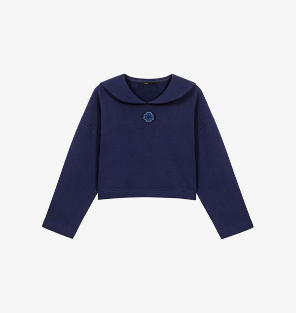 Укороченная толстовка из хлопкового трикотажа с нашивкой из жемчуга Maje, синий
Укороченная толстовка из хлопкового трикотажа с нашивкой из жемчуга Maje, синий