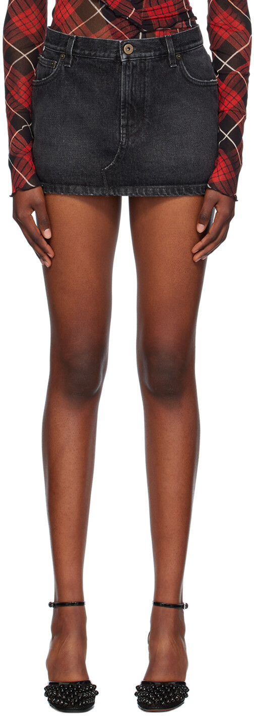 Черная выцветшая джинсовая мини-юбка Jean Paul Gaultier 
Черная выцветшая джинсовая мини-юбка Jean Paul Gaultier