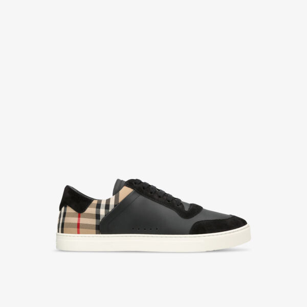 Кожаные кроссовки stevie с низким берцем в клетку Burberry, черный 
Кожаные кроссовки stevie с низким берцем в клетку Burberry, черный